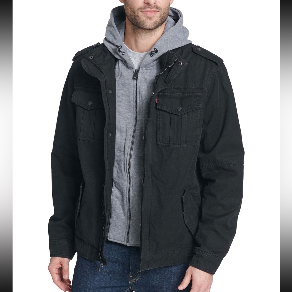 Levi's Men's Sherpa Lined Cotton Jersey Hooded Casual Jacket Medium